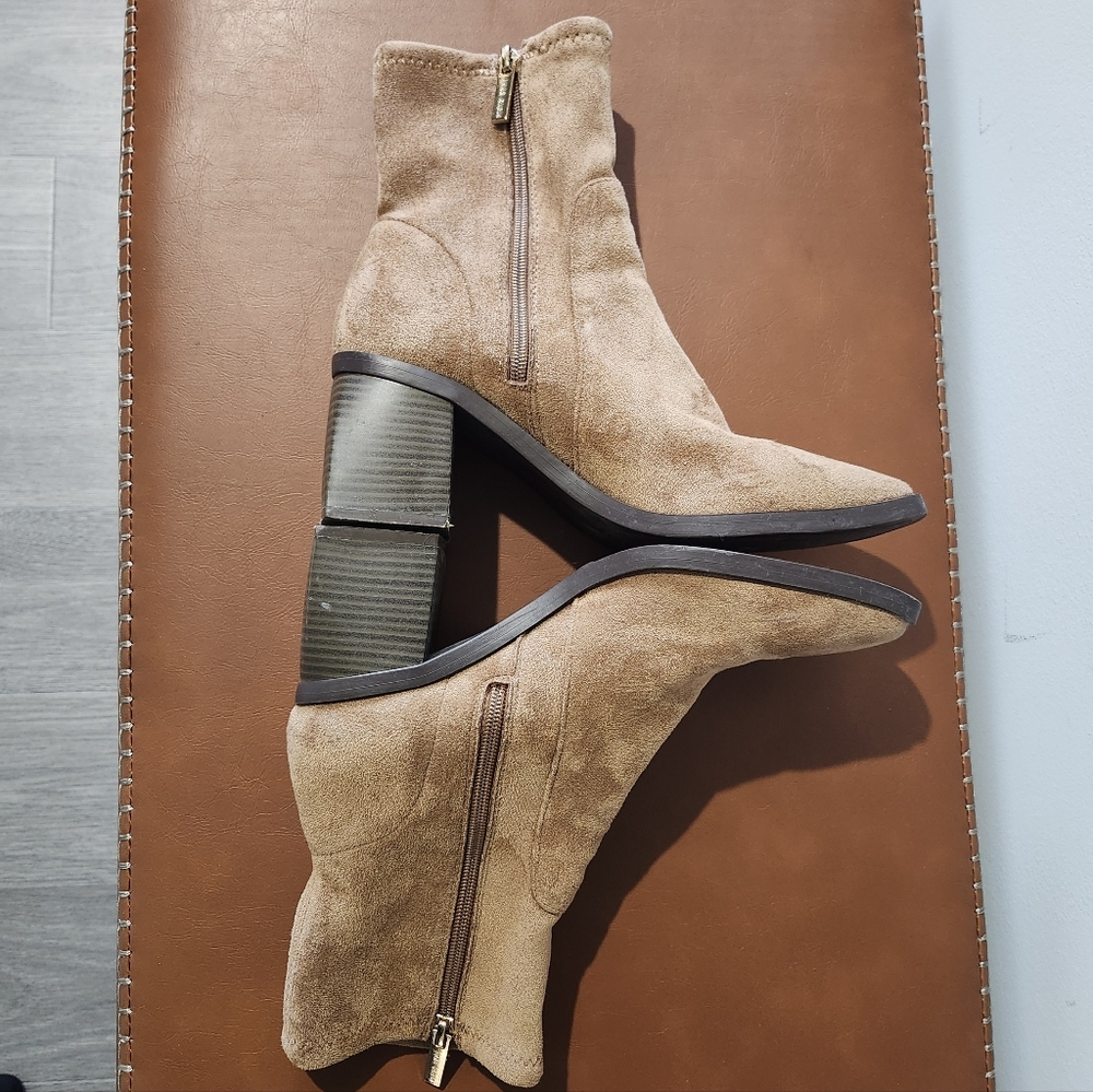 Anne Klein iFlex Astrid Mid Calf Zip Faux Suede Block Heel Boots Size 8 M - Picture 2 of 13
